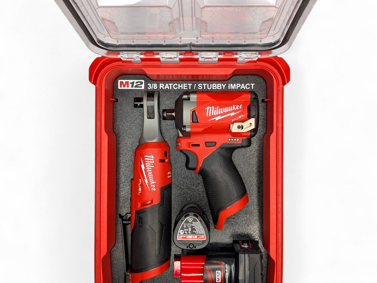 Milwaukee Packout M12 3/8 Stubby Impact Wrench (Gen2) / 3/8 Ratchet Insert