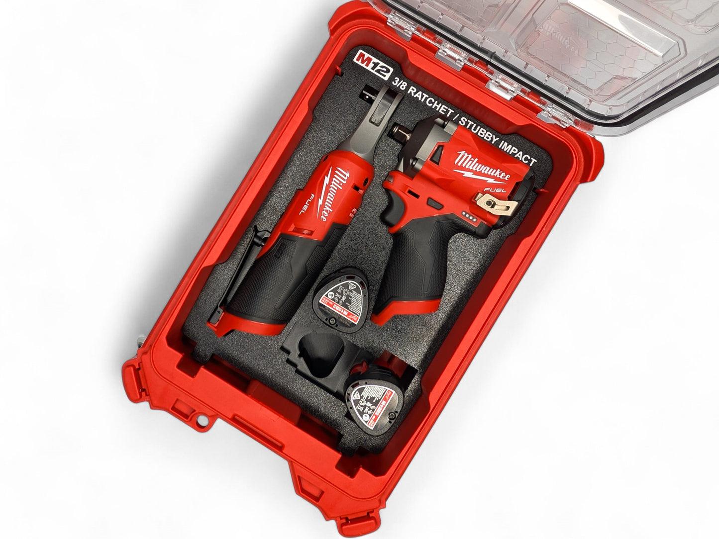 Milwaukee Packout M12 3/8 Stubby Impact Wrench (Gen2) / 3/8 Ratchet Insert