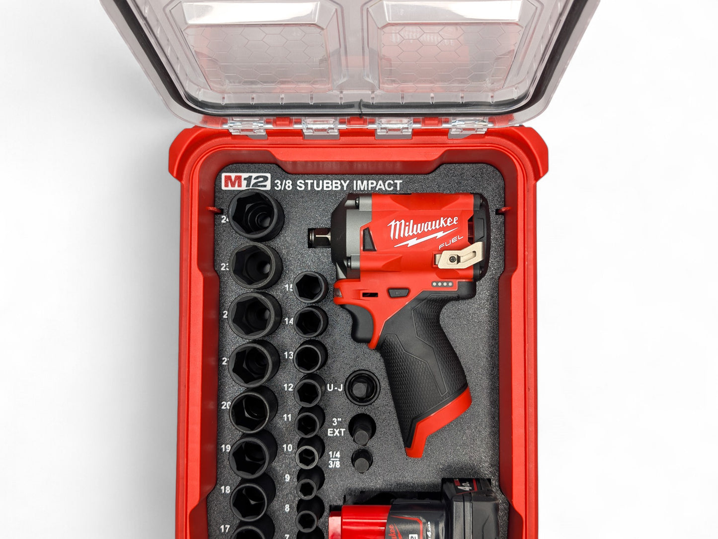 Milwaukee Packout M12 3/8 Stubby Impact Wrench (Gen2) 3/8 Metric Deep Socket Insert