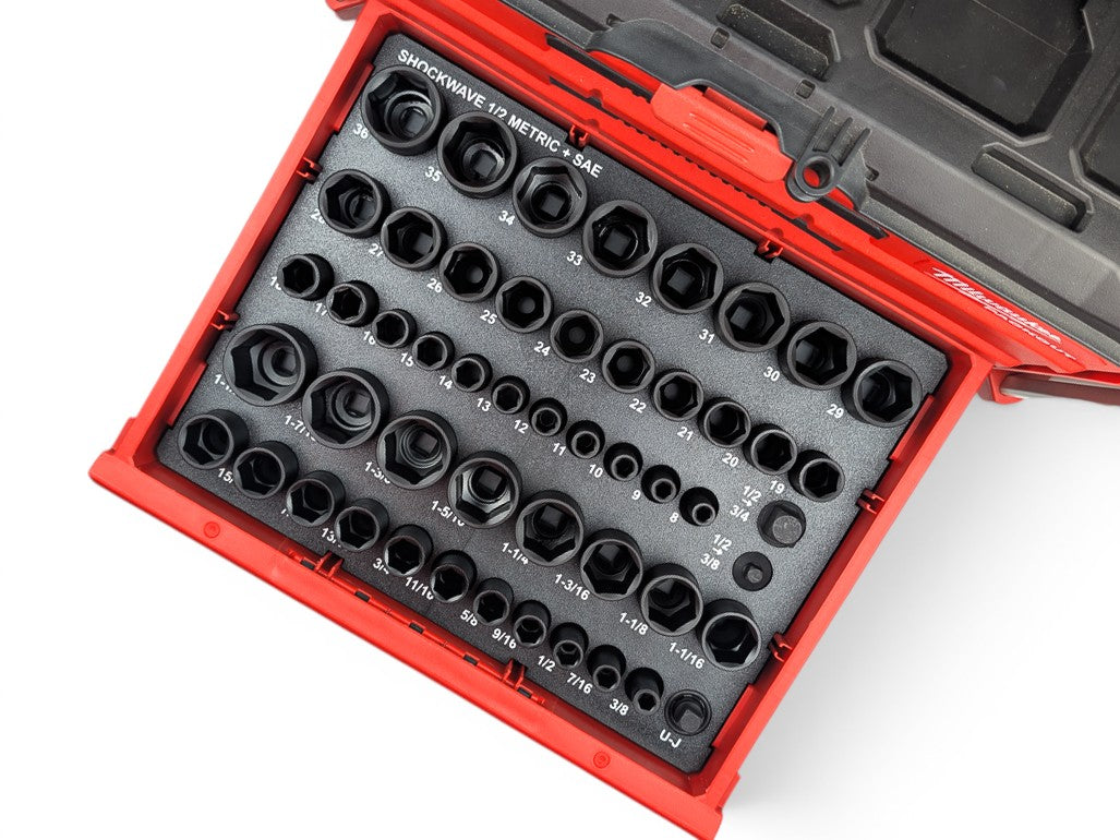 Milwaukee Packout Shockwave 1/2 Metric + SAE Deep Socket Set Insert