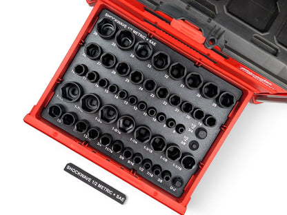 Milwaukee Packout Shockwave 1/2 Metric + SAE Deep Socket Set Insert
