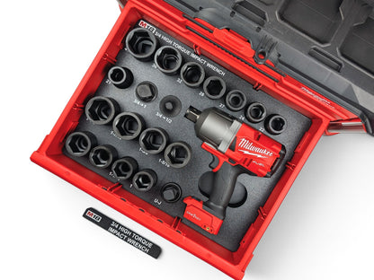 Milwaukee Packout M18 3/4 High Torque Impact Wrench + Socket Set Insert