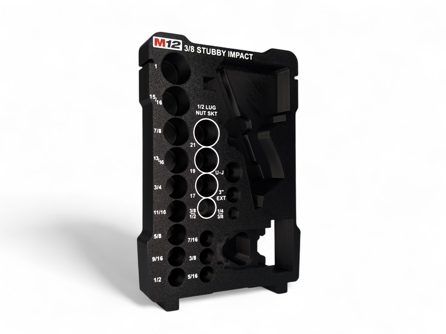 M12 3/8 Stubby Impact Wrench (Gen 2)/12PC Deep SAE Socket Set + 1/2 3PC Lug Nut Socket Insert