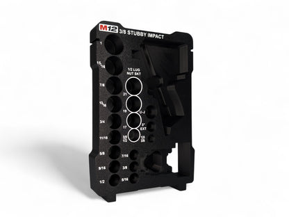 M12 3/8 Stubby Impact Wrench (Gen 2)/12PC Deep SAE Socket Set + 1/2 3PC Lug Nut Socket Insert