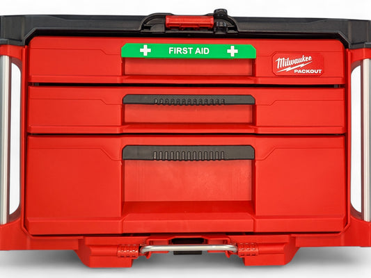 Milwaukee Packout Slim First Aid Drawer Label Green and White