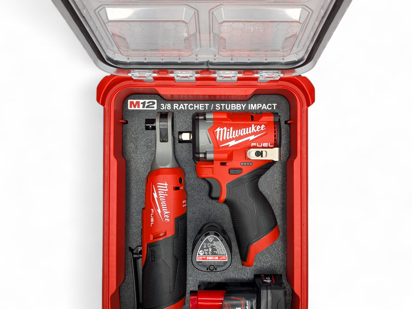 Milwaukee Packout M12 3/8 Stubby Impact Wrench (Gen3) / 3/8 Ratchet Insert