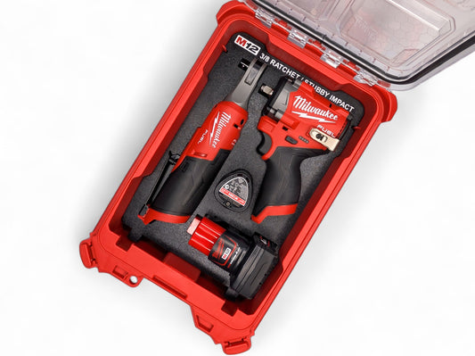 Milwaukee Packout M12 3/8 Stubby Impact Wrench (Gen3) / 3/8 Ratchet Insert