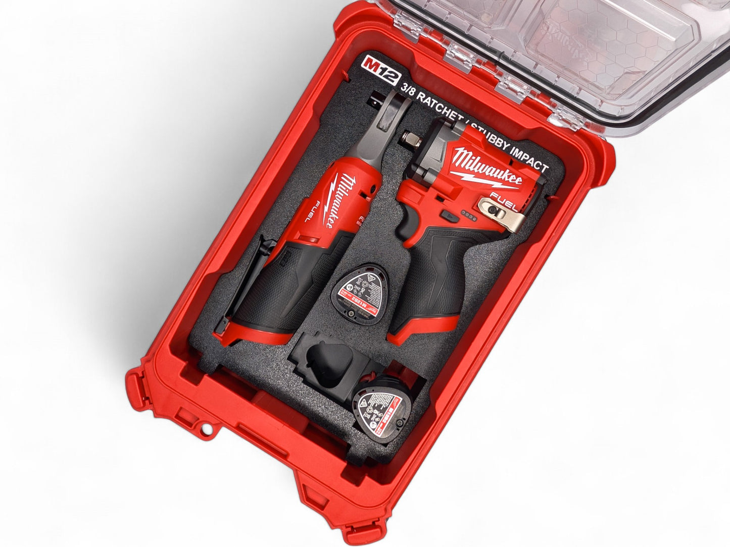 Milwaukee Packout M12 3/8 Stubby Impact Wrench (Gen3) / 3/8 Ratchet Insert