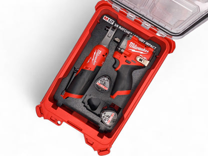 Milwaukee Packout M12 3/8 Stubby Impact Wrench (Gen3) / 3/8 Ratchet Insert