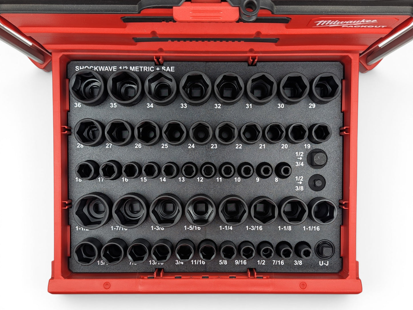 Milwaukee Packout Shockwave 1/2 Metric + SAE Deep Socket Set Insert