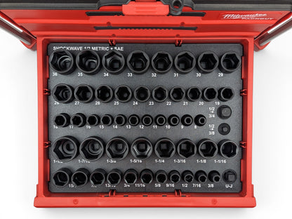 Milwaukee Packout Shockwave 1/2 Metric + SAE Deep Socket Set Insert