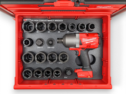 Milwaukee Packout M18 3/4 High Torque Impact Wrench + Socket Set Insert