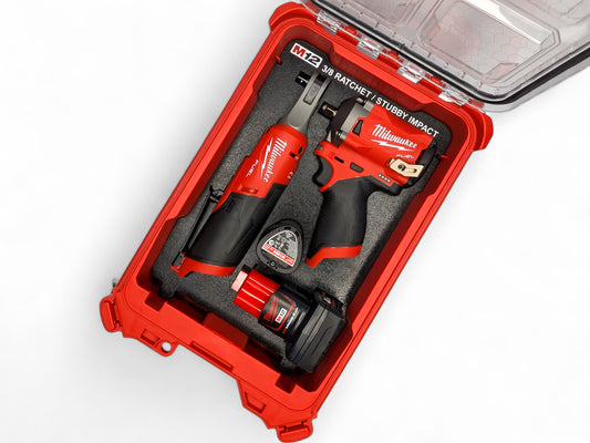 Milwaukee Packout M12 3/8 Stubby Impact Wrench (Gen2) / 3/8 Ratchet Insert